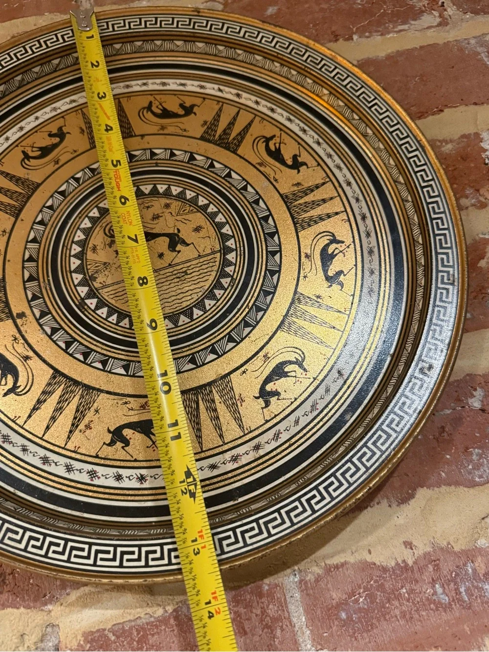 Hand Crafted Black and Gold Greek Motif Decorative Wall Plate